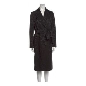 UNTTLD Leopard Jacquard Belted Midi Coat in Black Leopard Print